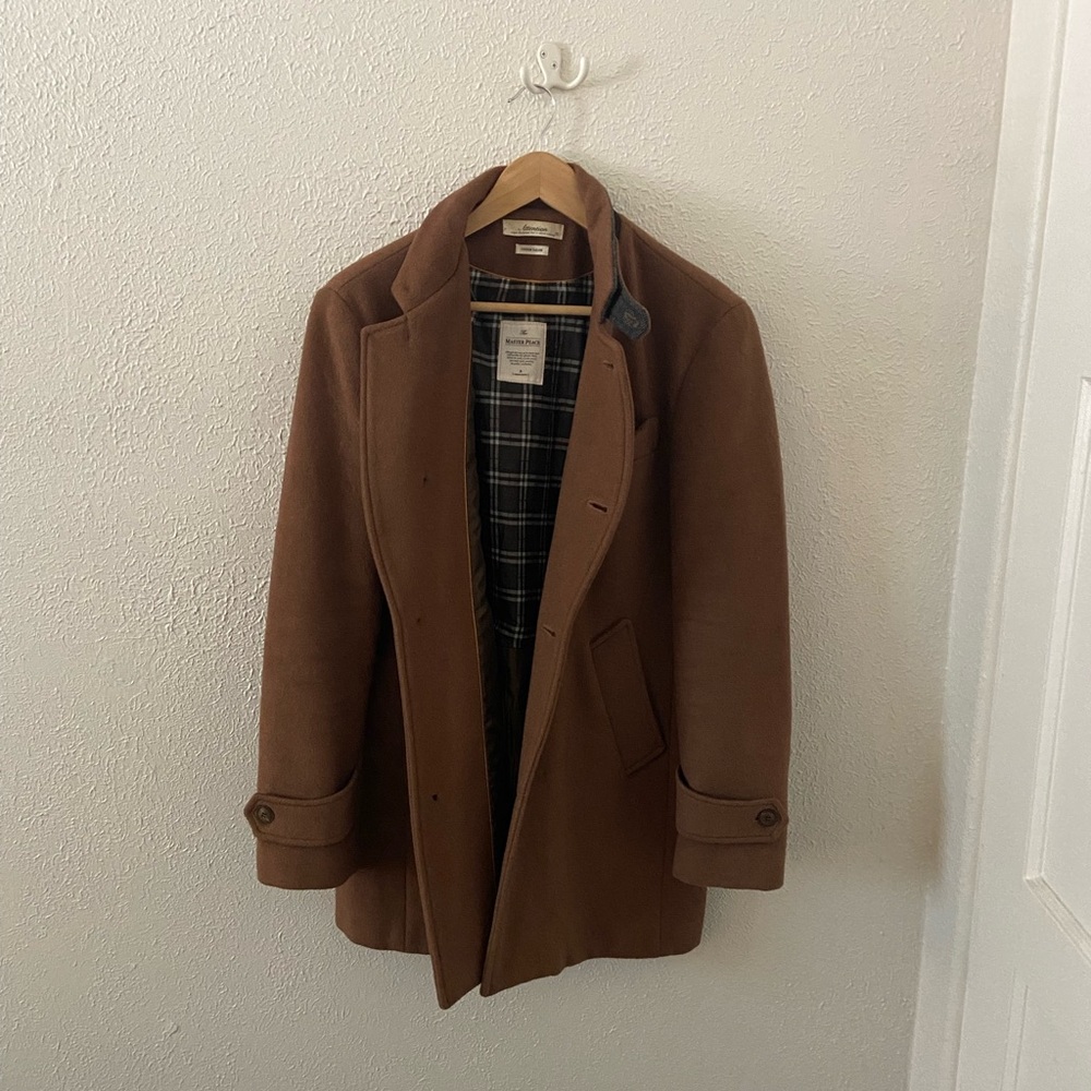 High Quality Men’s Brown + Camel Pea Coat